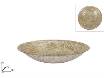 CENTROTAVOLA DECORO VORTICE ORO/BIANCO 30cm VETRO