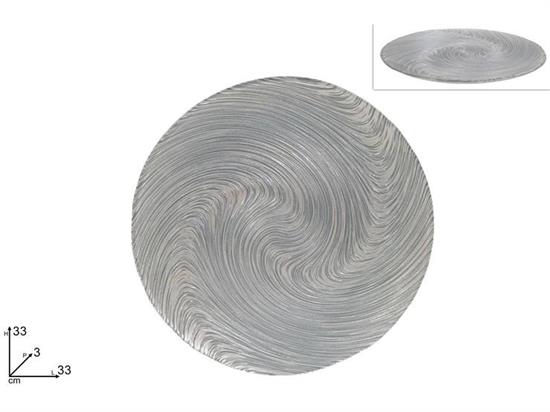 CENTROTAVOLA DECORO VORTICE SILVER 33cm VETRO