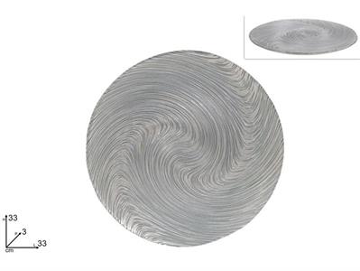 CENTROTAVOLA DECORO VORTICE SILVER 33cm VETRO