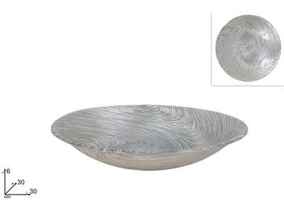 CENTROTAVOLA DECORO VORTICE SILVER 30cm VETRO