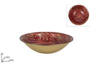 COPPETTA VETRO DECORO VORTICE ROSSO/ORO 18cm