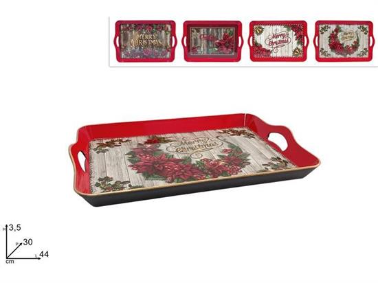 VASSOIO NATALE PLASTICA 44x30 C/DECORO STELLA NATALE