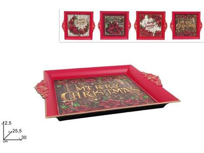VASSOIO PLASTICA DECORO STELLA NATALE 30x26cm