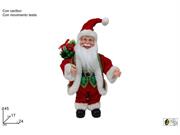 BABBO NATALE 45cm C/CARILLON ABITO ROSSO/VERDE