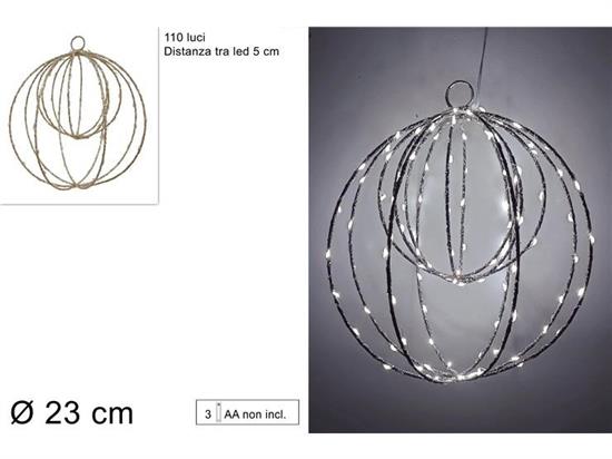 DOPPIA PALLA 110 LED BIANCO CALDO 23cm