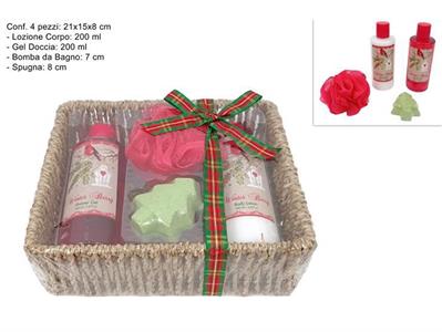 SET DA BAGNO 4pz IN CESTA REGALO