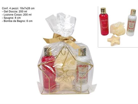 SET DA BAGNO 4pz CONFEZIONE REGALO STELLA ROSSO