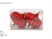 PALLE 2pz 15cm GOCCIA ROSSE GLITTER ROSSO IN BOX PVC