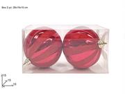 PALLE 2pz 15cm ROSSE GLITTER ROSSO IN BOX PVC