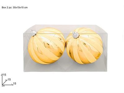 PALLE 2pz 15cm ORO GLITTER ORO IN BOX PVC
