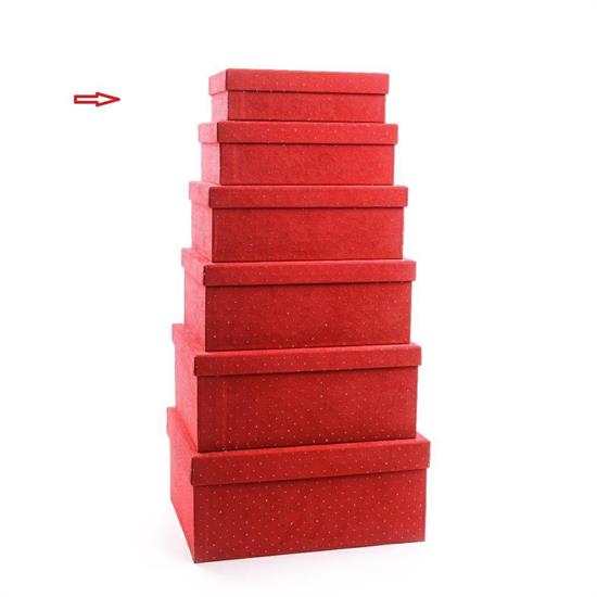 SCATOLA TESSUTO ROSSO C/BRILLANTINI 26x18x8