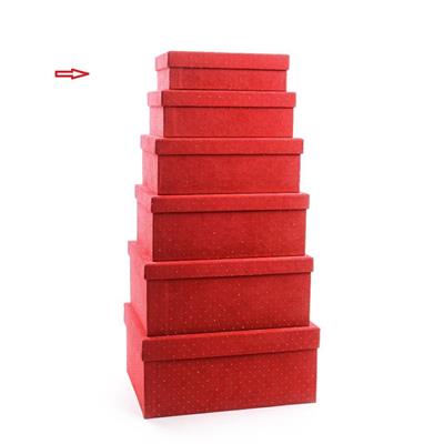 SCATOLA TESSUTO ROSSO C/BRILLANTINI 26x18x8