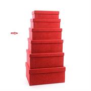 SCATOLA TESSUTO ROSSO C/BRILLANTINI 32x22x12