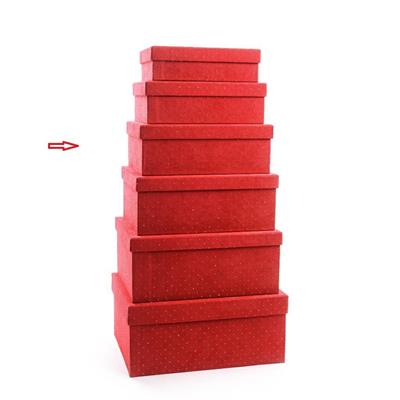 SCATOLA TESSUTO ROSSO C/BRILLANTINI 32x22x12