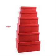 SCATOLA TESSUTO ROSSO C/BRILLANTINI 35x25x14