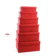 SCATOLA TESSUTO ROSSO C/BRILLANTINI 37x28x16