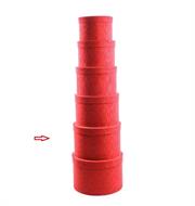 SCATOLA TONDA TESSUTO ROSSO C/BRILLANTINI D.30 H.20