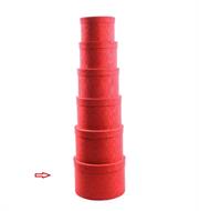 SCATOLA TONDA TESSUTO ROSSO C/BRILLANTINI D.32 H.22