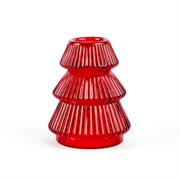 PORTACANDELA VETRO ALBERO ROSSO 8cm
