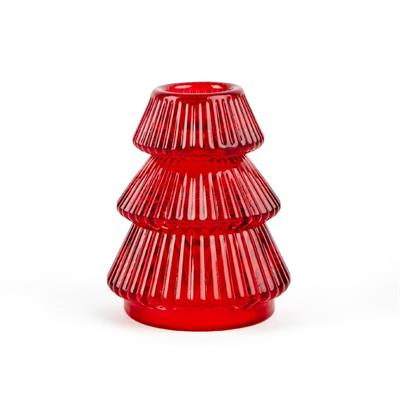 PORTACANDELA VETRO ALBERO ROSSO 8cm