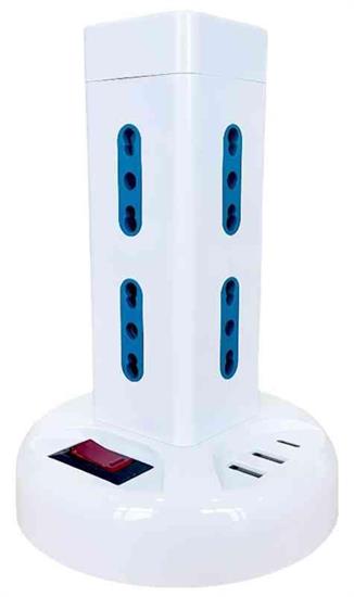 MULTIPRESA TORRE 8 POSTI BIPASSO +2 USBA +1 USBC new