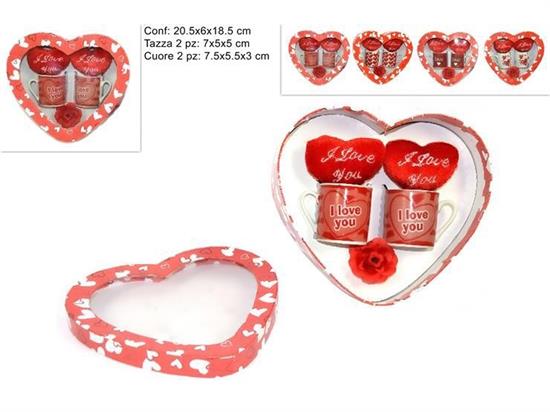 COPPIA TAZZINE C/PELUCHE CUORE