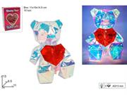 ORSETTO RAINBOW C/CUORE IN BOX C/GIOCHI DI LUCE 13cm