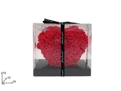 CUORE ROSE ROSSE 15cm IN BOX PVC