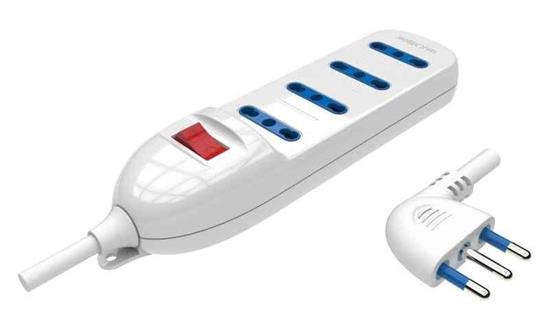 MULTIPRESA 4 POSTI BIPASSO C/INTERRUTTORE SPINA 16A 1,5mt