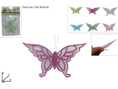 FARFALLA IN BLISTER 2pz ORGANZA COL.ASS.
