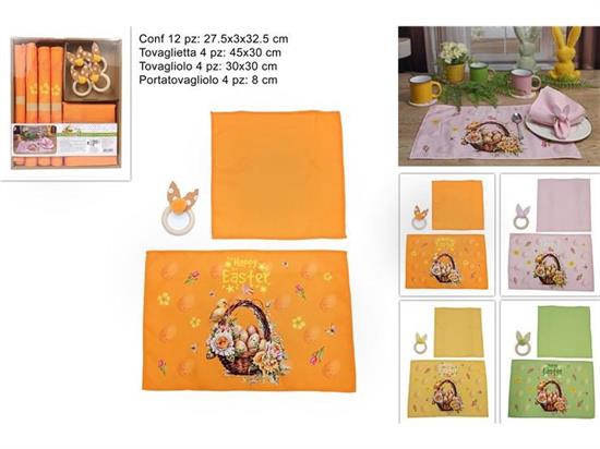 SET TAVOLA 12pz DEC.PASQUA PULCINI