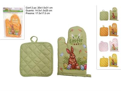 SET CUCINA PASQUA GUANTO E PRESINA CONIGLIO COL.ASS.