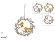 GHIRLANDA LEGNO C/FIORI E UCCELLINI 25cm