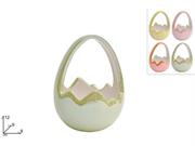 CESTINO CERAMICA A UOVO 12cm C/MANICO EFFETTO PERLATO