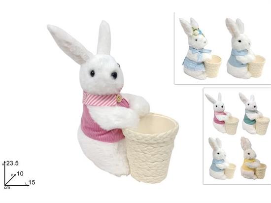 CONIGLIO PELLICCIA 23cm CON CESTINO