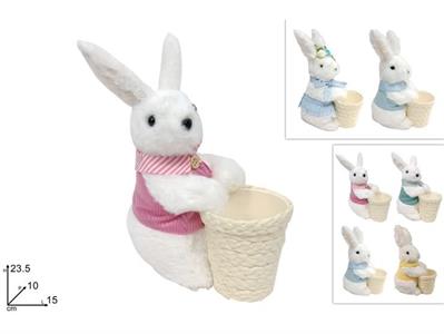 CONIGLIO PELLICCIA 23cm CON CESTINO