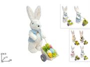 CONIGLIO PELLICCIA C/CARRETTO 34cm COL.ASS.