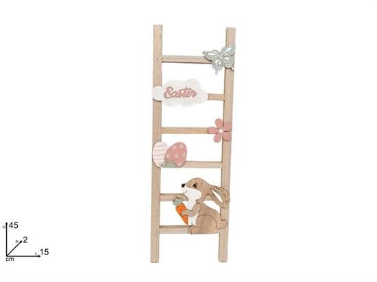 SCRITTA LEGNO C/DECORAZIONE PASQUA 45cm