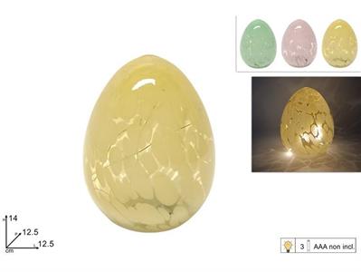 DECORAZIONE UOVO IN VETRO 14cm C/LED