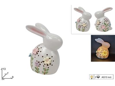 CONIGLIO 13cm CERAMICA C/LUCE