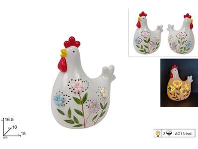 GALLINA CERAMICA C/LUCE 16cm