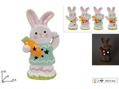 CONIGLIO CERAMICA 18cm C/LUCE