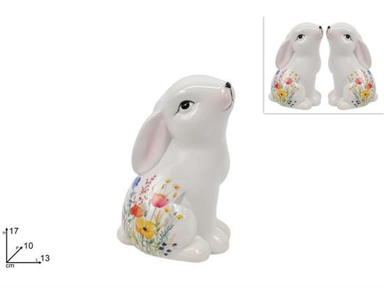 CONIGLIO DECORATO C/FIORI 17cm