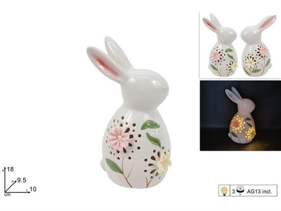 CONIGLIO 18cm CERAMICA C/LUCE ASS.