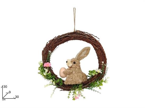 DIETROPORTA LEGNO INTRECCIATO C/CONIGLIO 30cm