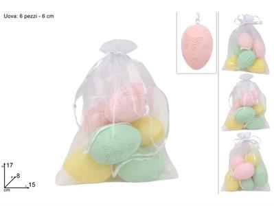SACCHETTO 6 UOVA 6cm COLORATE