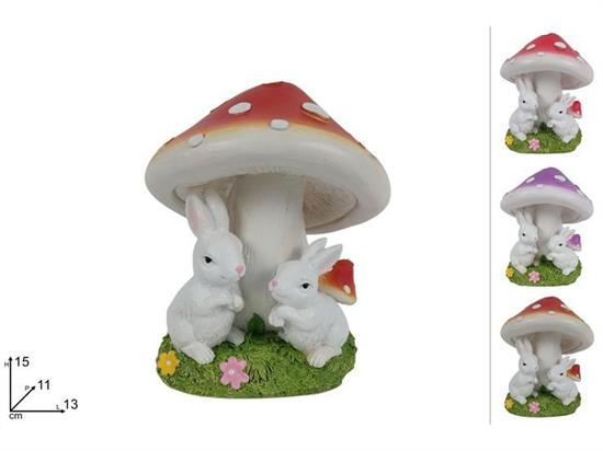 DECORAZIONE FUNGHI C/CONIGLI 15cm