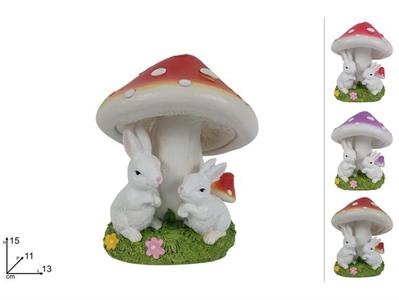 DECORAZIONE FUNGHI C/CONIGLI 15cm