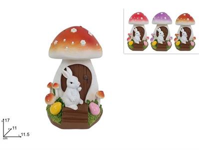DECORAZIONE CASA FUNGO C/CONIGLIO 17cm
