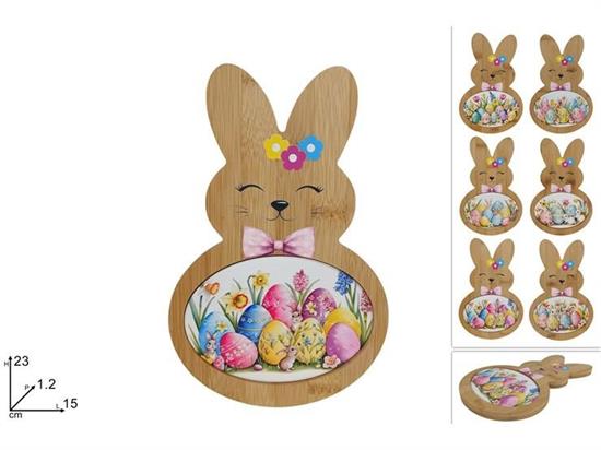 TAGLIERE CONIGLIO LEGNO E CERAMICA